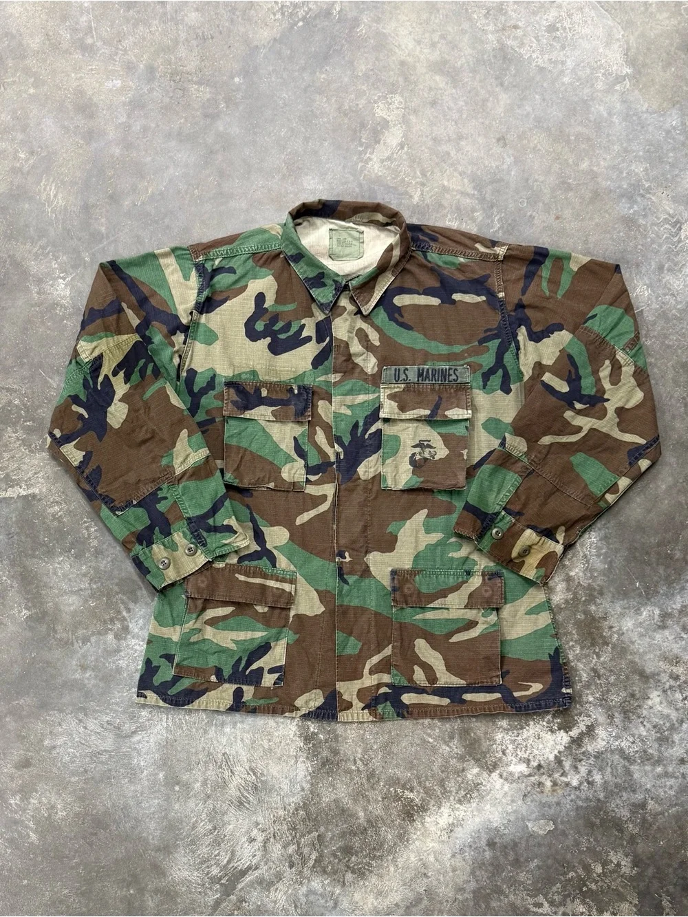 Vintage Early Issue USMC M81 Woodland BDU Jacket Large Long